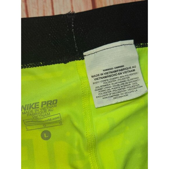 Nike Pro Compression Capri Leggings Large Yellow & Black Geometric Print - Picture 4 of 7